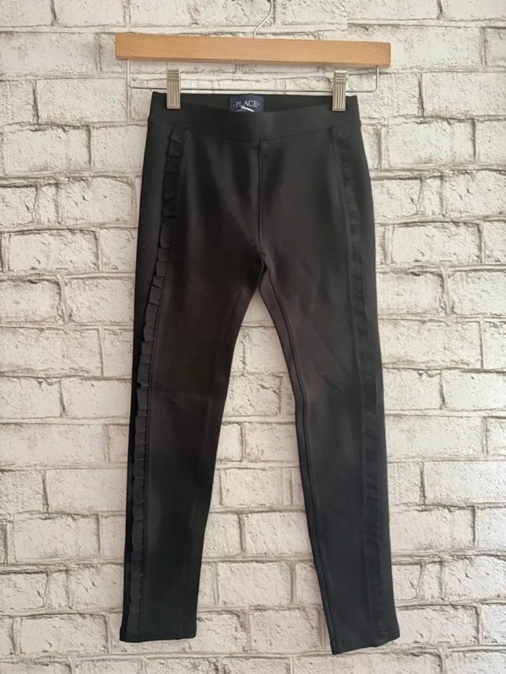 The Children's Place Black Leggings with Side Ruffle Trim